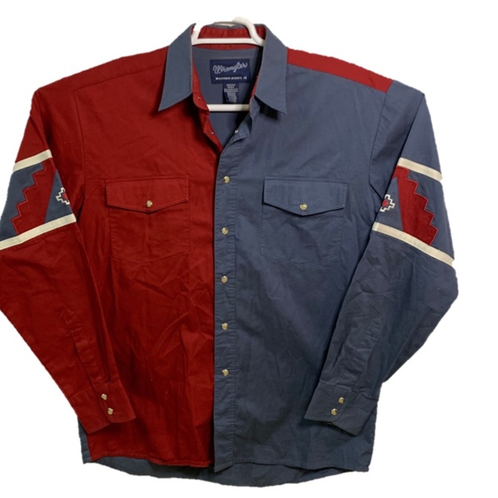 WRANGLER Western Aztec Pearl Snap Shirt Men’s M.